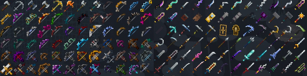 weapons added by mod with six rows of twenty-four items
